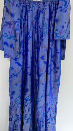 Thea Dress in Blue Silk Ikat